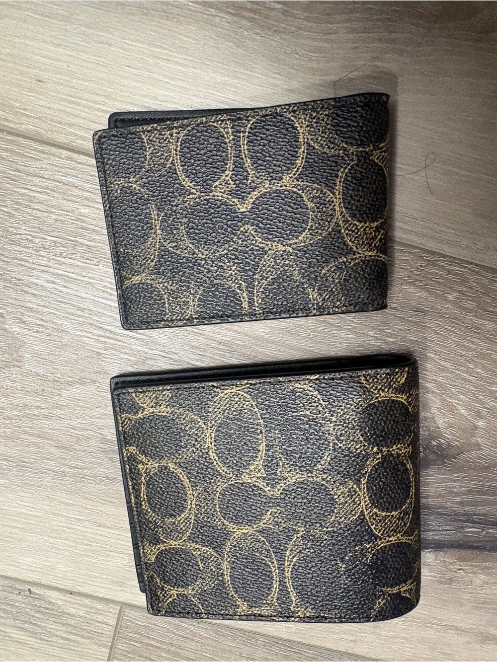 Coach Compact Bifold Wallet in Black and Brown Signature Canvas - Picture 5 of 8